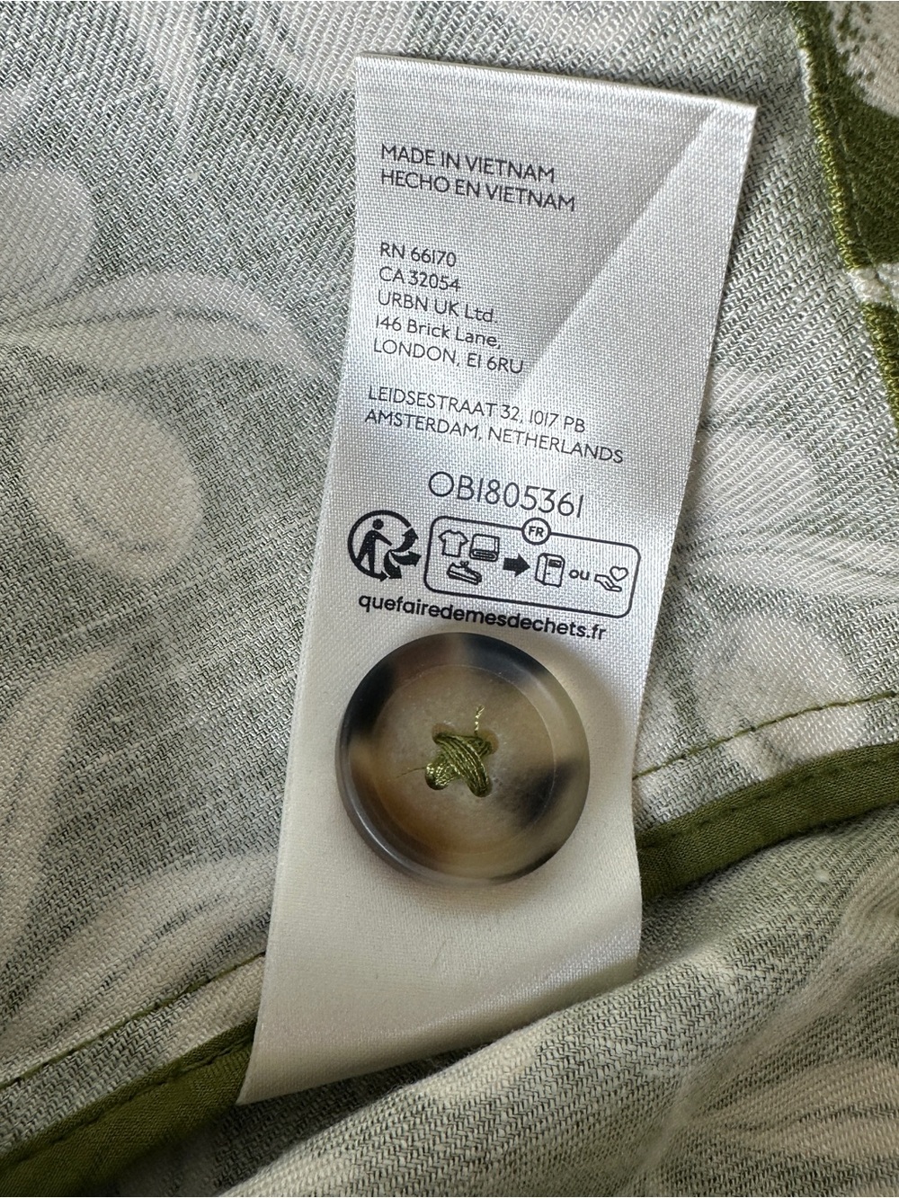Anthropologie Olive Green Mini Skirt with White Botanical Print - Picture 5 of 11